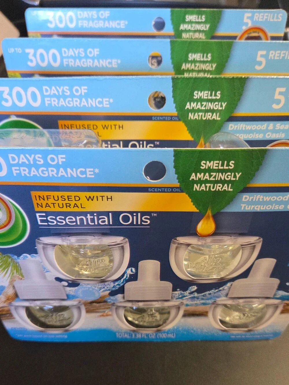 Air Wick Scented Oil 20 Refills Driftwood &  Sea Spray Turquoise Oasis 4 Packs